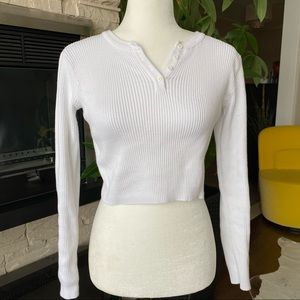 Brandy Melville | Ribbed cropped button up top